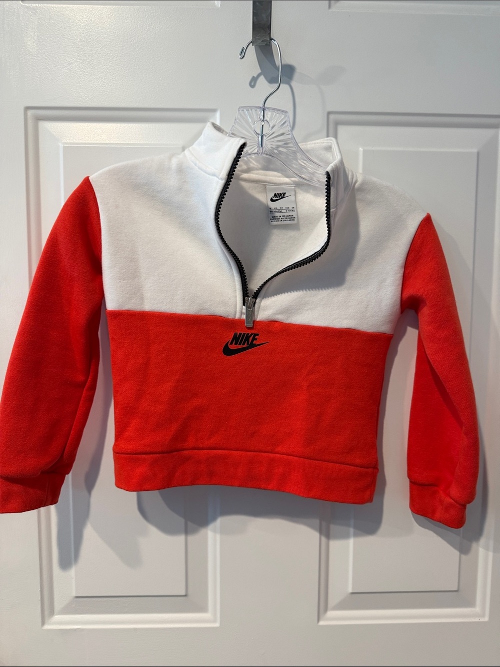 Size 4 Nike White & Orange Half Zip Pullover